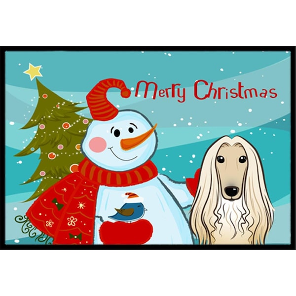 Carolines Treasures Snowman With Afghan Hound Indoor and Outdoor Mat- 18 x 27 in. BB1864MAT - main